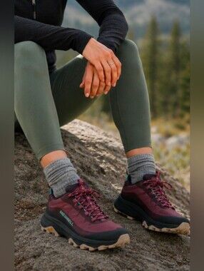 Merrell Women’s FloatPro Vibram Hiking Trail Shoes Burgundy Teal J066858
